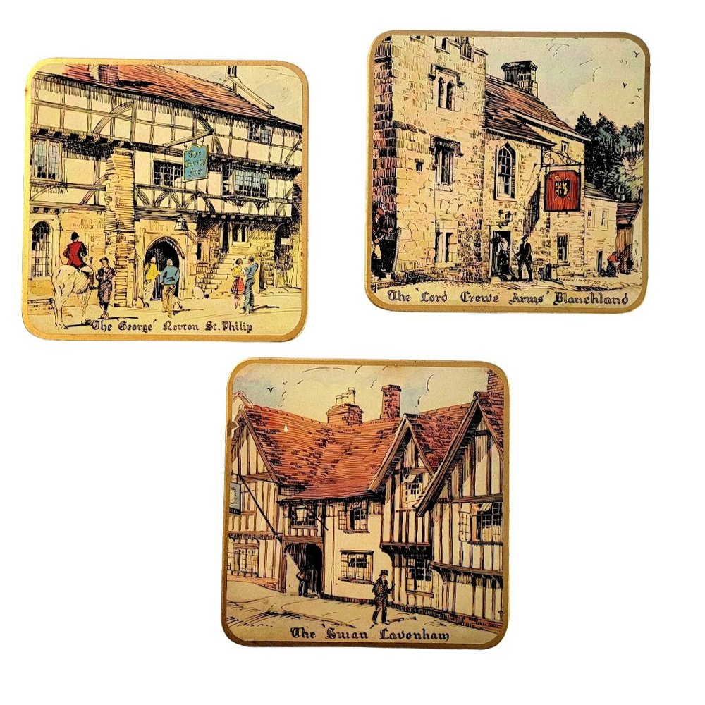 Vintage 1950s Win-El-Ware Coasters Lot Of 3 Made In England